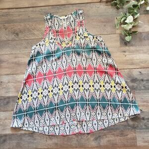 Zoa New York Ikat Print Racerback Tank Top Blouse Small